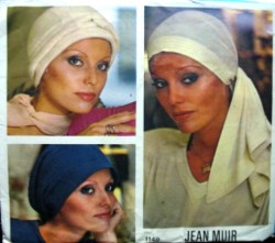 1148 Vogue  JEAN MUIR STRETCH TWISTED HAT, HEAD SCARF, SNOOD 1975 PATTERN Cut